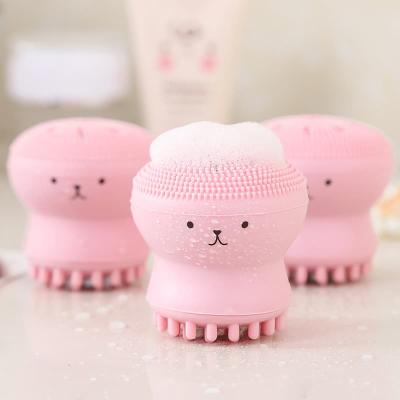 China Portable Hot Silicone Facial Brush Detergent Pore Remover Facial Exfoliator Cleansing Face Scrub Brush Skin Care Octopus Wash Small Shape for sale