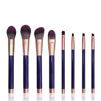 China 7 Sets Eco-friendly Purple Wooden Handle Makeup Brush Set Eyeshadow Brush Cosmetic Beauty Tools for sale