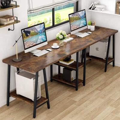 China Metal Frame Modern Workstation Desk Brown Pvc Edging With Shelves for sale