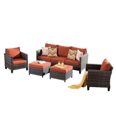 China Customized Rattan Garden Sofa Set Non Toxic Garden Corner Lounge Set for sale