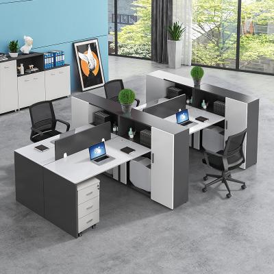 China Black And White Office Furniture Staff Table Office Desks Work Station With Drawer for sale