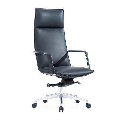 China Modern Black Leather Office Chair Boss Swivel Computer Office Leather Furniture Chair for sale