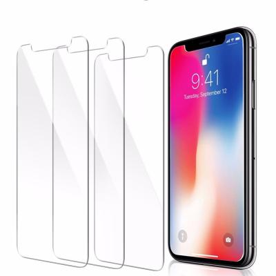 China Mobile phone flat edge tempered glass two packs transparent cheap screen protector 2D tempered glass for iPhone X for sale