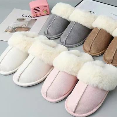 China Cushioning Women Fashionable Home Slippers Plush Suede Indoor Shoes For Outdoor Use Winter Furry Slippers Box Customized For Supermarket for sale