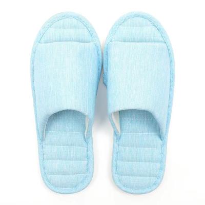 China Recyclable Indoor Open Toe Slipper Custom Logo Women Men Summer Indoor Canvas Home Slipper Anti Slip TPR Sole for sale