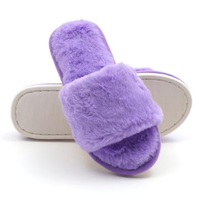 China Fluffy Plush Pink Fuzzy Indoor Home Anti-odor Fashion Warm Faux Fur Winter Slippers For Women for sale