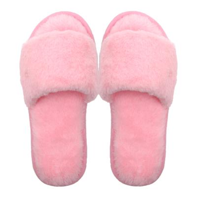 China Anti-odor Wholesale Open Toe Fur Material Indoor Slipper In Customized Colors for sale