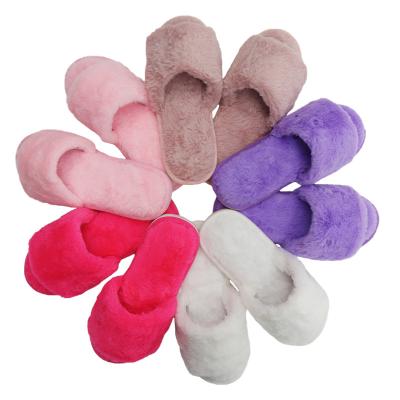 China Cushioning Winter Branded Bedroom Houses Fur Plush Indoor Slippers For Women for sale