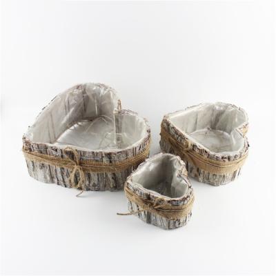 China Eco-Friendly Eco-Friendly Garden Eco-Friendly Natural Wood Pot Small Poplar Bark Heart Pots for sale