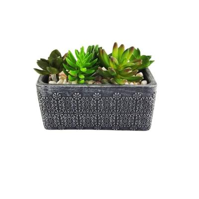 China Eco-friendly handmade home and garden pottery rectangle flower pots cement mold for bonsai pot for sale