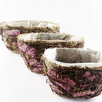 China Eco-friendly Artificial Potted Flower Bonsai Office Decoration Green Plant Oval Small Pots for sale