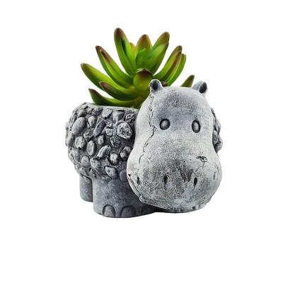 China Eco-friendly Beautiful Dark Gray Cement Flower Planter Mold Custom Flower Pots For Succulents for sale