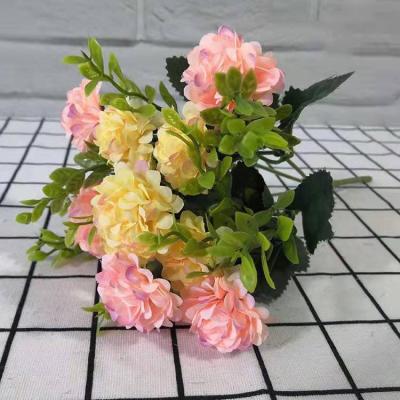 China 5 Simulation Home Silk Plastic High Forks Fabric Wedding Decor Wall Decor Room Decor Artificial Flower Arrangements for sale