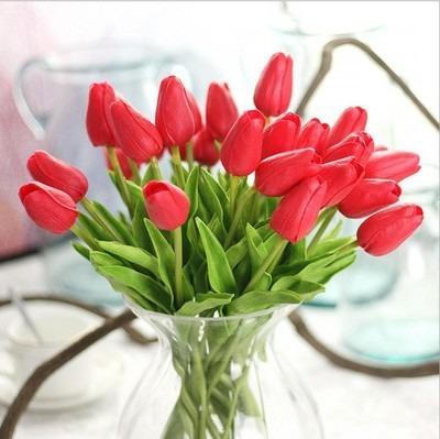 China Fashional Best Selling Handmade Artificial Flowers PU Material Tulip Home Wedding Decoration for sale