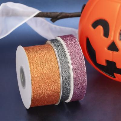 China Viable Halloween Ribbon Festival Wrapping Decoration Ribbon Imitate Liene Bow Ribbon Stain Wholesale for sale