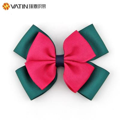 China China Handmade Wholesale Christmas Decoration Red Green Grosgrain Ribbon Hair Bow for sale