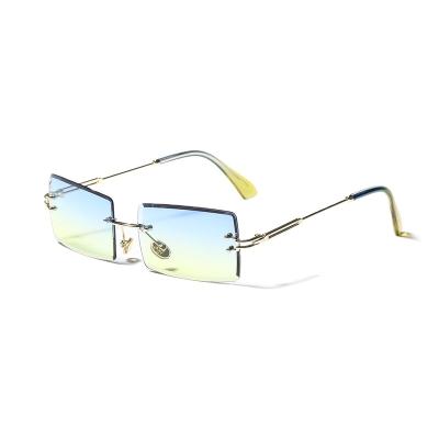 China Fashion Sunglasses Shape To New Women Square Rimless Sunglasses Small Sun Glasses Shade Luxury Brand Metal Sunglass UV400 Eyewear for sale