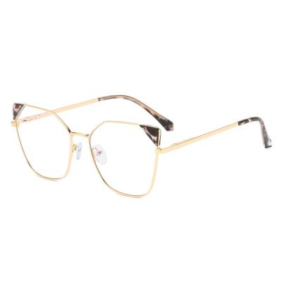 China Universal Vintage Cat Eye Metal Anti-blue Light Glasses Frame Men Women Fashion Computer Optical Glasses for sale