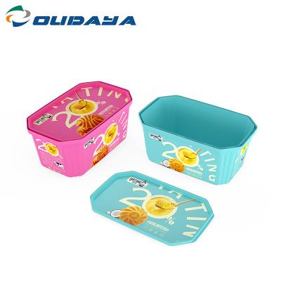 China Recycled Materials Oudaya Rectangle Food Grade IML 250g 500g Margarine Printing Peanut Butter Hot Container For Food Mood Proofs for sale