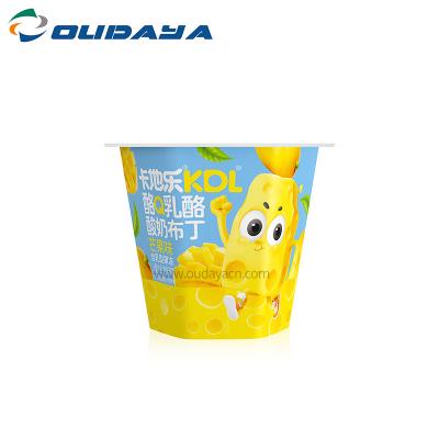 China Hot Selling Eco-Friendly Disposable Small Cup Jelly Judding Cup With Foil Lid Iml PP Plastic Cup For Yogurt for sale