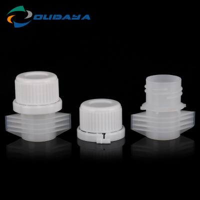 China Non Spill 20mm plastic spout cap non spill liquid pouch bottle spout with screw cap for sale