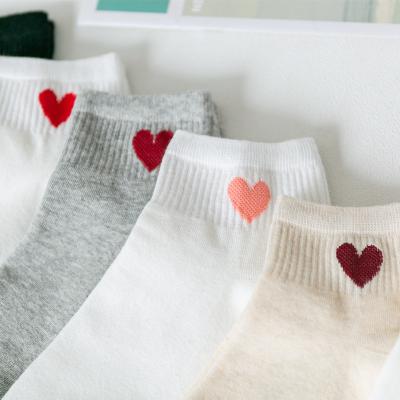 China QUICK DRY ready to ship my favorite Korean style thin embroidery red heart socks for sale