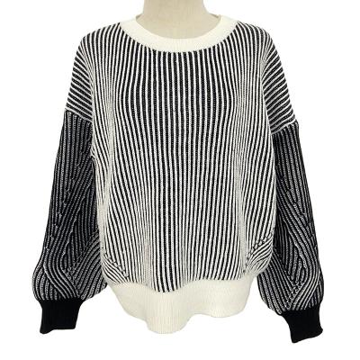 China Black and White Striped Women Jumper Custom Knitted Pullover Sweater Soft Winter For Women Sweater For Women Clothing Sweater for sale