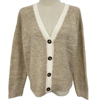 China New Design Sweet Women's Fashionable Cardigan Jacket Women Sweater With V-Neck Button Fluffy Knitted Cardigan for sale