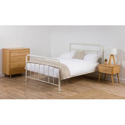 China Easy To Assemble Modern Wooden Wrought Iron Bed Frame Dorm Beds for sale