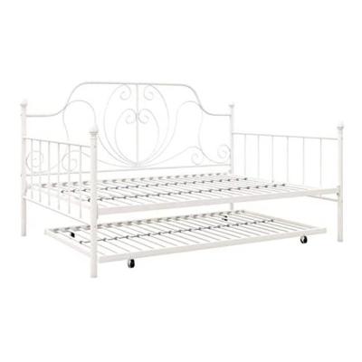 China White metal daybed and storage castor in full above twin for sale