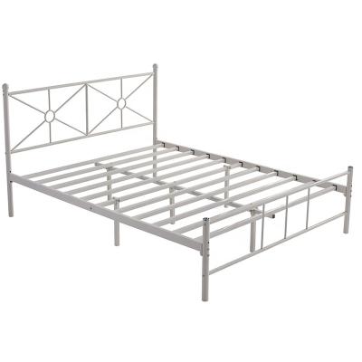 China Black Storage Metal Bed Frame Queen Size With Single Headboard And Footboard Platform Mattress Base, Metal Tube And Iron-art Bed for sale