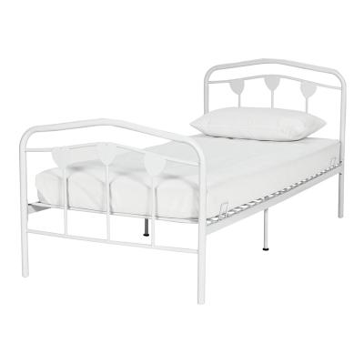 China Decorative Storage White Heart Princess Canopy Metal Iron Single Bed Frame For Kids for sale