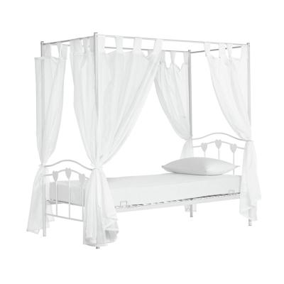 China Modern Girl Bedroom Furniture Twin Size Kids Single Pink Metal Canopy Bed Frame for sale