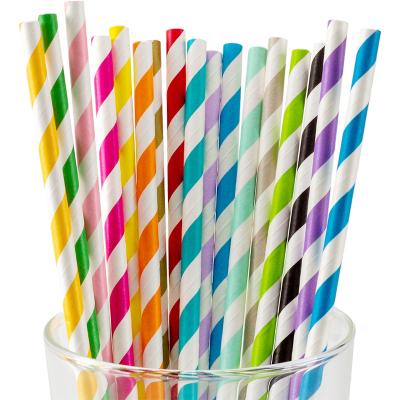 China Morden Luxury Disposable Compostable Biodegradable Custom Printed Straight Stripe Color Paper Drinking Straw for sale