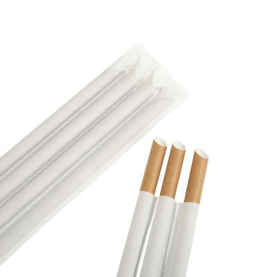 China Morden Luxury Disposable Biodegradable Custom Paper Wrapped Jumbo Pointed Drinking Paper Straw Individually For Juice Milk Boba Bubble Tea for sale