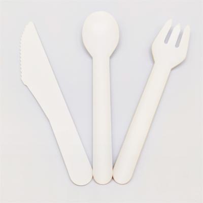 China Disposable Biodegradable Eco Friendly Paper Lunch/Dinner Logo Custom Cutlery Set Including Fork Knife And Spoon for sale