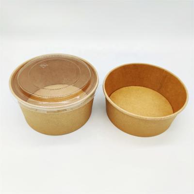 China Eco-Friendly Biodegradable Compostable Disposable Minimalist Customize White PE Kraft Paper Soup Liner Salad Bowl For Hot Food With Lid for sale