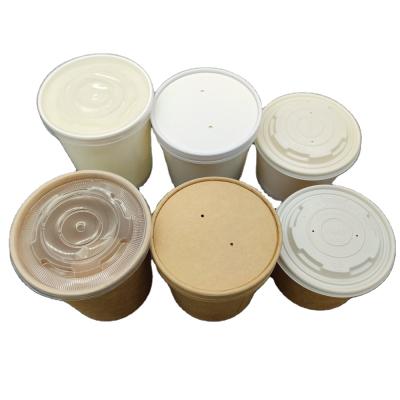 China Eco-Friendly Biodegradable Compostable Disposable Minimalist Customize White PE Kraft Paper Soup Liner Cup For With Lid for sale