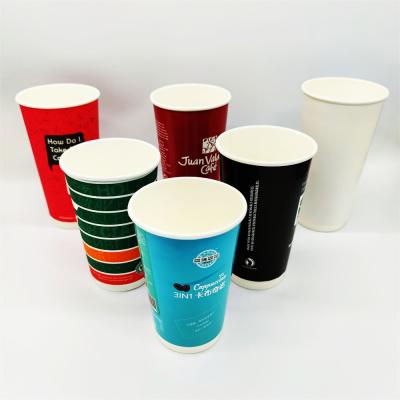 China Disposable biodegradable disposable custom double wall paper cups, paper logo printed disposable coffee cups, double paper cups wall for sale