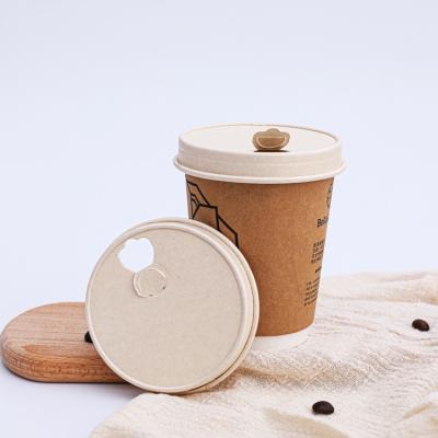 China Non-Refillable Biodegradable Paper Cup Lid Cover, Disposable Craft Paper Lid, Compostable Coffee Cup Lid for sale