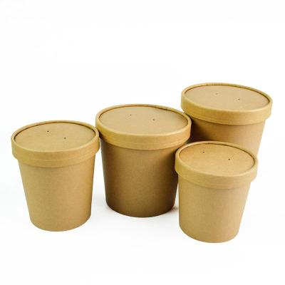 China PLA 16oz Disposable Liner White Paper Biodegradable Soup Cup For Hot Drinking for sale