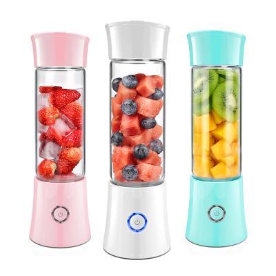 China High Quality Portable Strong Power Blender USB Rechargeable 6 Blades Glass body Juicer Cup Licuadora Portatil en venta