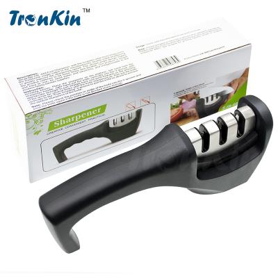 China New model 3 Stages Knife Sharpener Anti-slip Rubber Handle Kitchen Accessory en venta