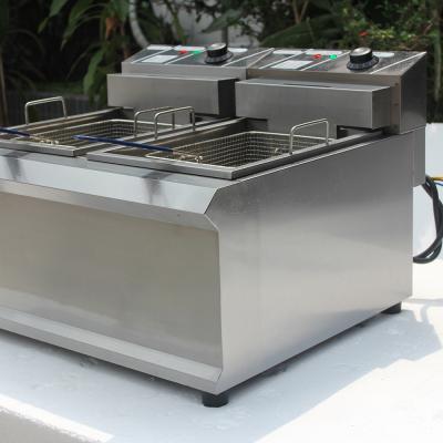 China Hot Sale 904 Electric Mobile Commercial Grade Restaurant Electric Deep Fryer Equipment Commercial Double Deep Fryer Commercial for sale