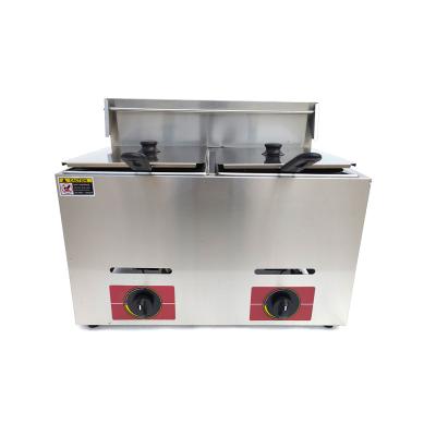 China Double Tanks Double Gas Restaurant Industrial Deep Fryer Smokeless Comercial Deep Fryer Hot Products for sale