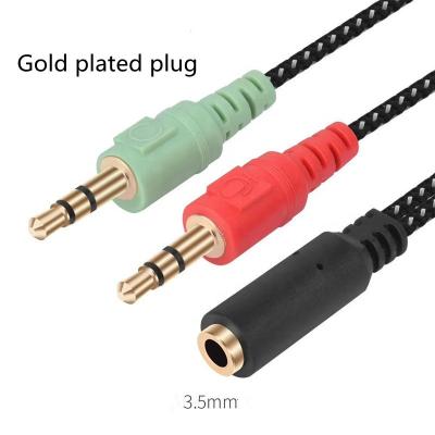 Κίνα Dual COMPUTER Male to Female 3.5mm Audio Cable Mobile Phone Livestream Transfer Wire Computer Speaker Adapter Audio Cable προς πώληση