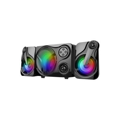 China Yes 2.1 USB Computer RGB Gaming Speakers Wired Plastic Gaming Speaker With LED Lighting for sale