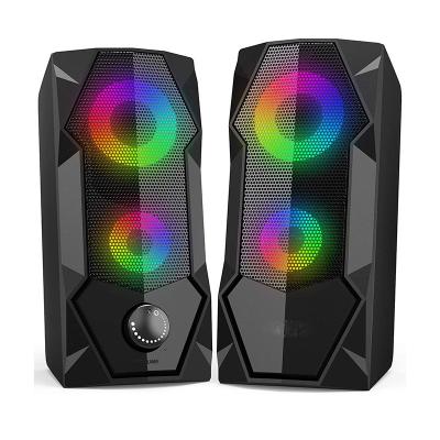 China Creative 2.0 Yes Newest USB Powered PC Gaming Speaker RGB LED Light Gaming Cable Speaker for sale