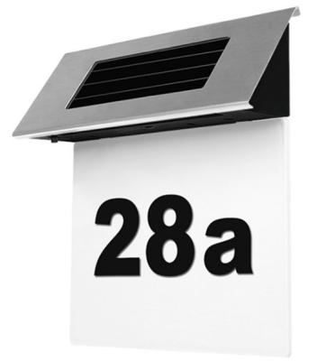 China Residential Solar Door Plate Number Sign Stainless Steel 4 LED House Door Number Light Garden Lamp for Outdoor for sale