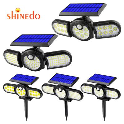 China High Quality Waterproof ABS Plastic Solar LED Light Motion Sensor 3 Head Outdoor Solar Garden Light for sale